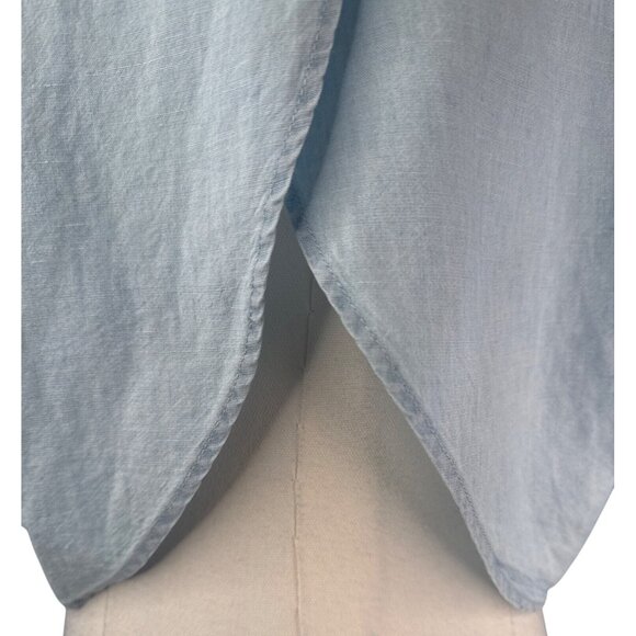 2/$30 ZARA XS Cropped Light Blue Chambray Cotton Linen Relaxed Fit - Picture 8 of 14